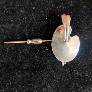 Antique Paint Pallet with Pink Stone Brooch